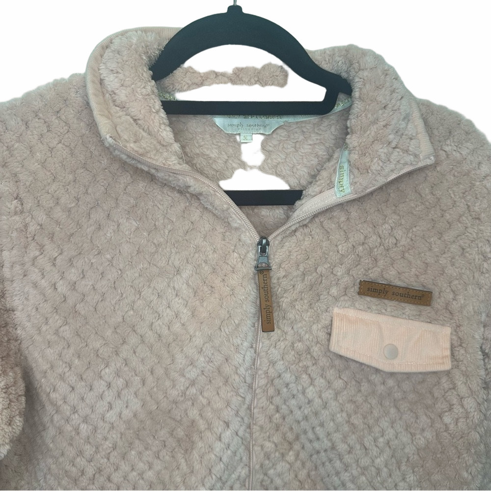 Simply Southern Simply Soft Fuzzy Pink Sherpa Pullover Size Small - Picture 3 of 11